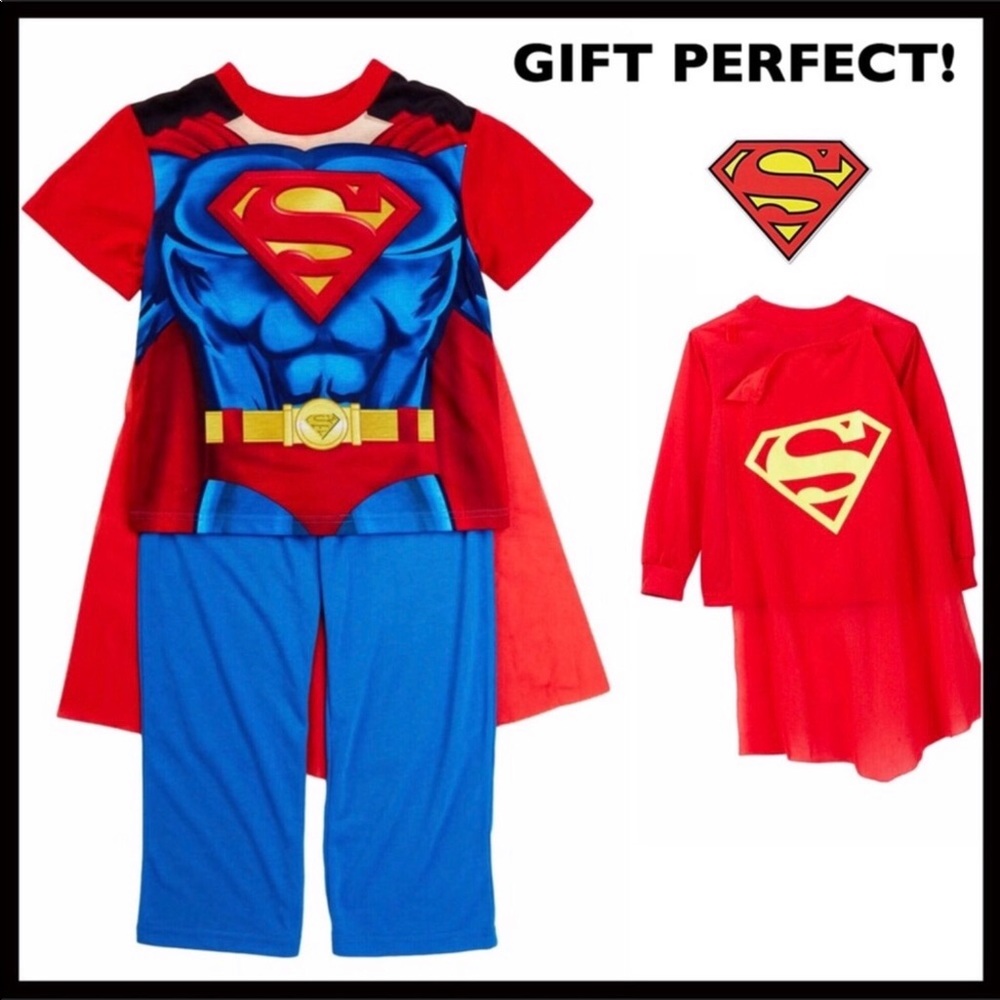 SUPERMAN PAJAMAS BOYS PJS COSTUME CAPE SLEEP SET